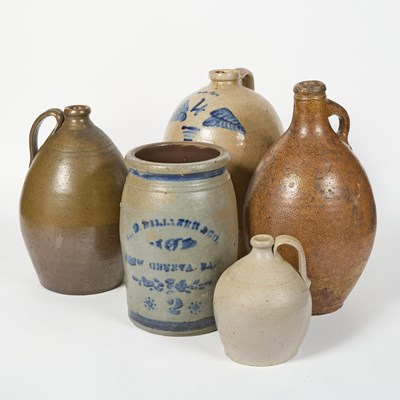 Lot 398 - Five Glazed Stoneware Articles