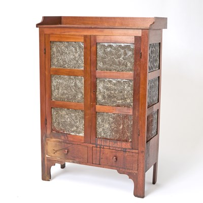 Lot 387 - Walnut and Tin Pie Safe