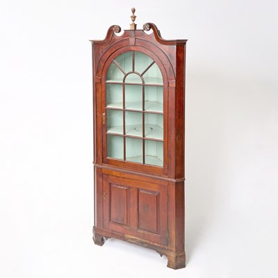 Lot 372 - Chippendale Walnut Scroll-Top Corner Cupboard