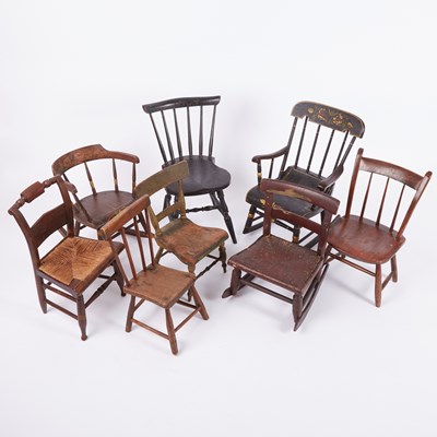 Lot 526 - Eight Wooden Child's Chairs