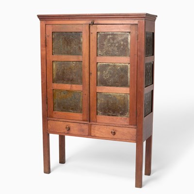 Lot 529 - Walnut and Tin Pie Safe