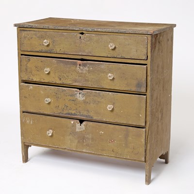 Lot 527 - Green Painted Pine and Walnut Chest of Four Drawers