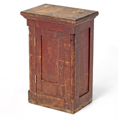 Lot 414 - Red-painted Pine Wall Cupboard