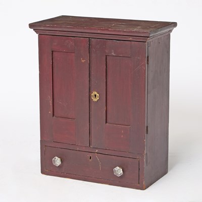 Lot 415 - Dark Red-painted Pine Wall Cupboard