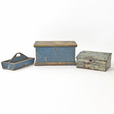 Lot 401 - Group of Blue Painted Wood Objects