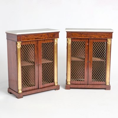 Lot 747 - Pair of Victorian Parcel-Gilt Mahogany Small Bookcases