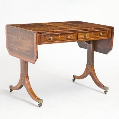 Lot 762 - Regency Rosewood and Satinwood Banded Sofa Table