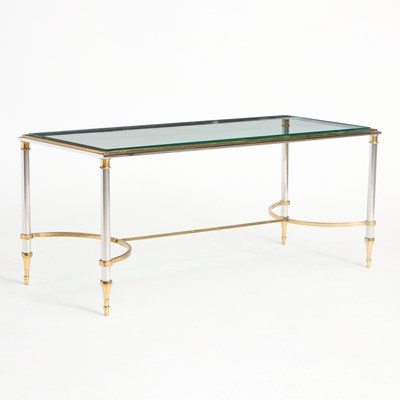 Lot 778 - Brass, Steel, and Glass Low Table