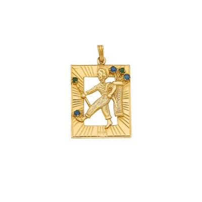 Lot 1179 - Gold and Gem-Set Lady Golfer Charm