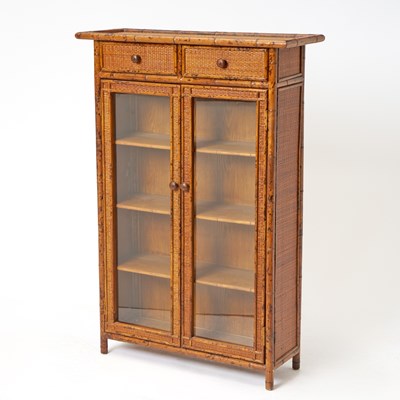 Lot 287 - Rattan and Bamboo Vitrine Cabinet