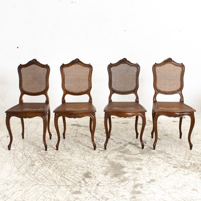 Lot 72 - Set of Four Louis XV Style Caned Sidechairs