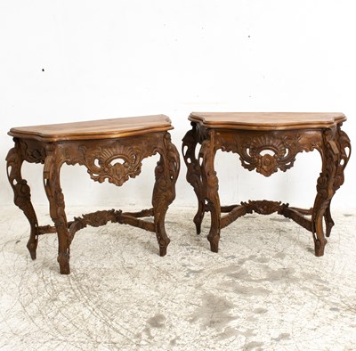 Lot 5 - Pair of Regence Style Walnut Consoles