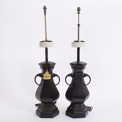 Lot 79 - Pair of Black Lamps