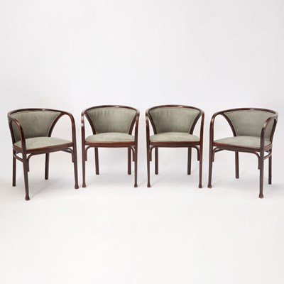 Lot 231 - Set of Four armchairs attributed to Gustav Siegel and manufactured by J+J Kotin