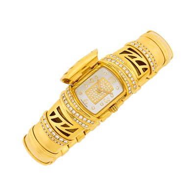 Lot 24 - Ebel Gold, Mother-of-Pearl and Diamond 'Shanta' Bracelet-Watch, Ref. 8057828-12