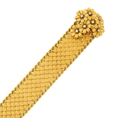 Lot 73 - Gold and Diamond Slide Bracelet, France