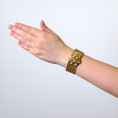 Lot 73 - Gold and Diamond Slide Bracelet, France