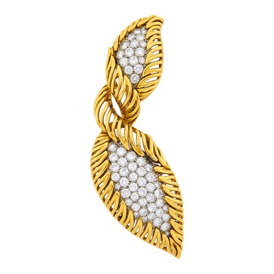 Lot 9 - André Vassort for Boucheron Paris Gold, Platinum and Diamond Clip-Brooch