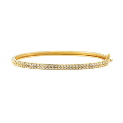 Lot 1234 - Gold and Diamond Bangle Bracelet