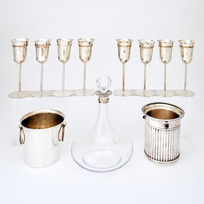 Lot 392 - Cartier Sterling Silver, Stainless, and Glass Barware Collection