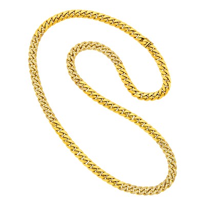 Lot 107 - Fred Long Gold and Diamond Curb Link Chain Necklace