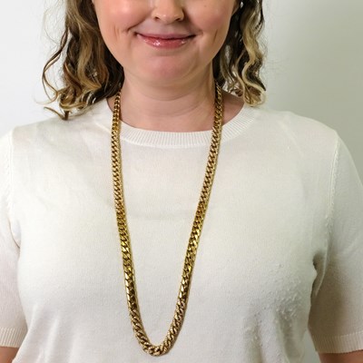 Lot 107 - Fred Long Gold and Diamond Curb Link Chain Necklace