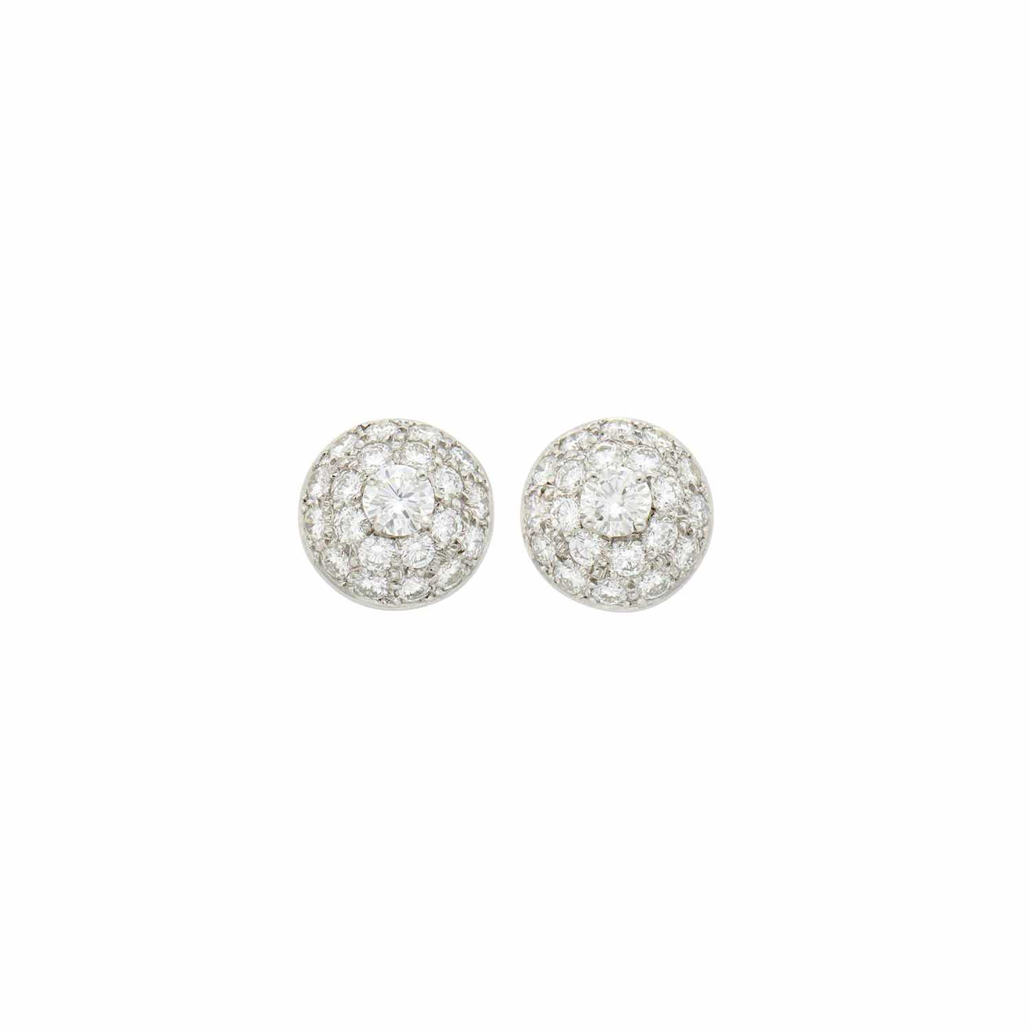 Lot 51 - Pair of Platinum and Diamond Bombé Earrings