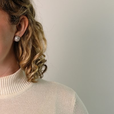 Lot 51 - Pair of Platinum and Diamond Bombé Earrings