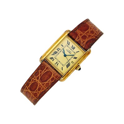 Lot 1183 - must de Cartier Silver-Gilt 'Tank' Wristwatch