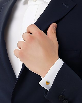 Lot 31 - Tiffany & Co., Schlumberger Pair of Gold and Hematite Acorn Cufflinks and Studs