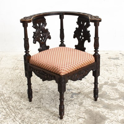 Lot 15 - Georgian Style Carved Mahogany Corner Chair