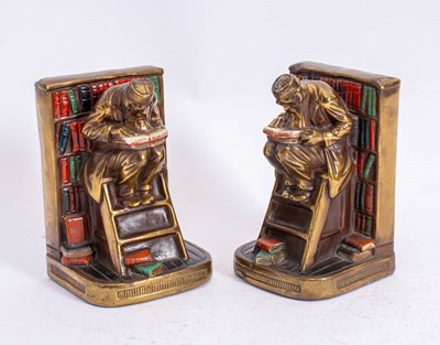 Lot 22 - Pair of Painted Bronze Scholar Bookends