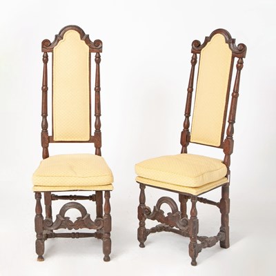 Lot 261 - Pair of William & Mary Upholstered Walnut Chairs