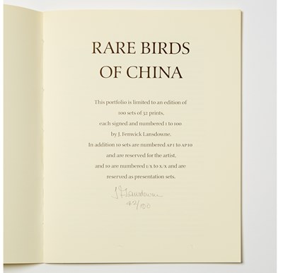 Lot 8 - The Rare Birds of China by Lansdowne, with an Original Watercolor from The Rare Birds of China