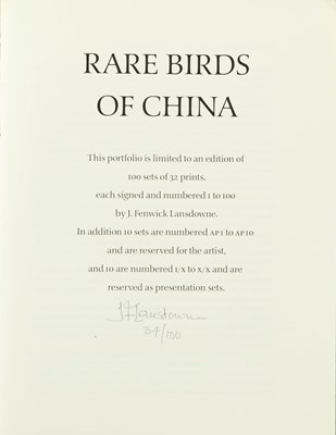 Lot 77 - The Rare Birds of China by Lansdowne, with an original watercolor
