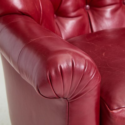 Lot 175 - Pair of Tufted Burgundy Leather Chesterfield Chairs