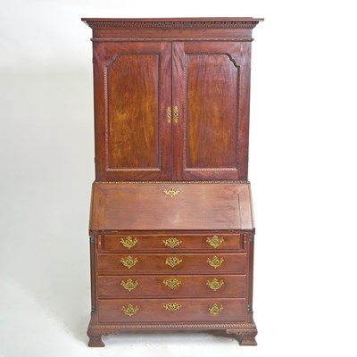 Lot 705 - George II Mahogany Bureau Bookcase