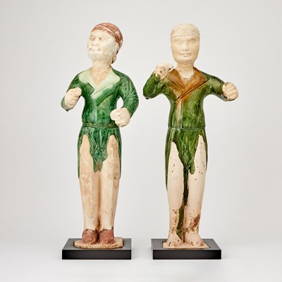 Lot 118 - Pair of Chinese Glazed Pottery Attendant Figures