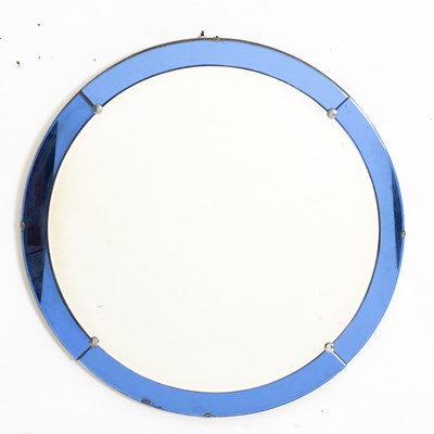 Lot 57 - Blue Glass Rimmed Round Mirror