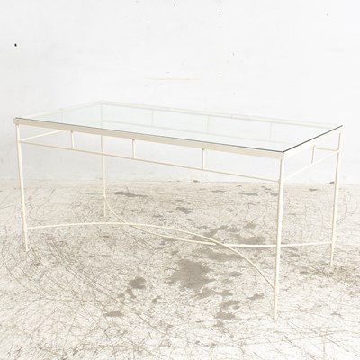 Lot 66 - White Painted Iron and Glass Top Table