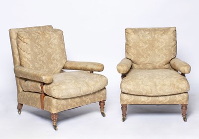 Lot 161 - Pair of Victorian Mahogany Lounge Chairs