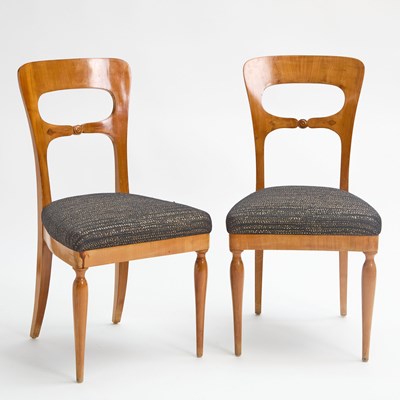 Lot 286 - Pair of Biedermeier Cherry Wood Side Chairs