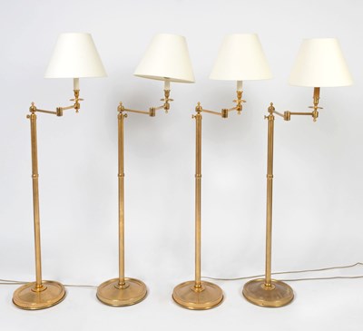 Lot 157 - Set of Four Brass Floor Lamps