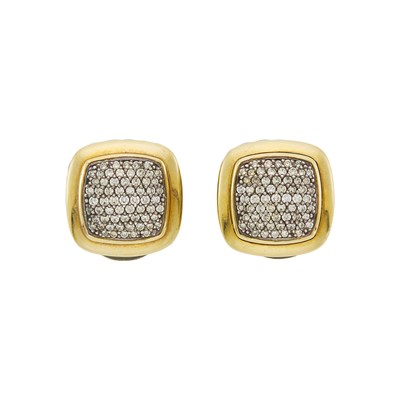 Lot 1036 - David Yurman Pair of Silver, Gold and Diamond Earrings