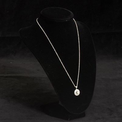 Lot 323 - White Gold and Diamond Pendant with Chain Necklace
