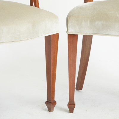 Lot 275 - Set of Eight Continental Upholstered Walnut Dining Chairs