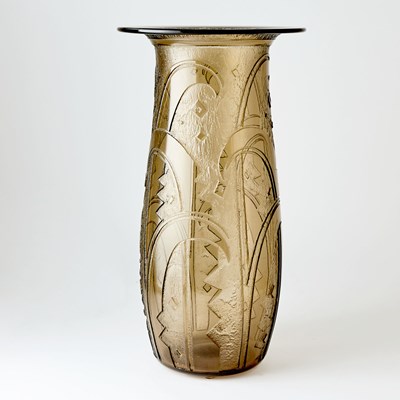 Lot 245 - Daum Art Deco Acid-Etched Tall Glass Vase