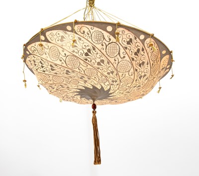 Lot 393 - Fortuny Silk Fabric Chandelier With Silk Tassel