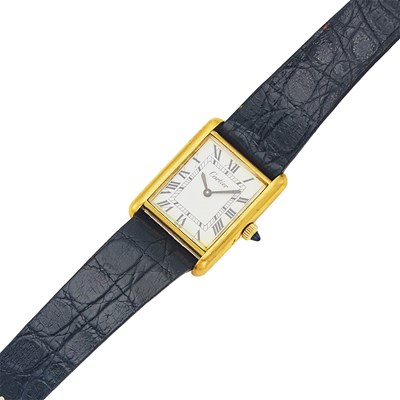 Lot 148 - Cartier Gold-Plated 'Tank' Wristwatch