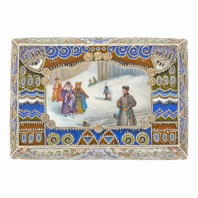 Lot 548 - Russian Silver-Gilt, Cloisonné and En Plein Enamel Box